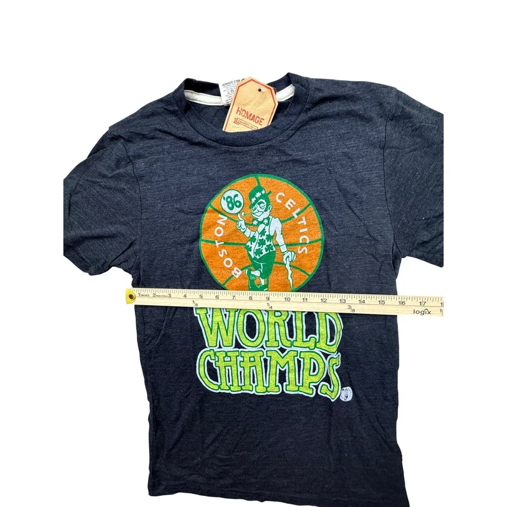 Homage Boston Celtics 1986 World Champs T-Shirt Mens Small NWT Charcoal Gray NBA
